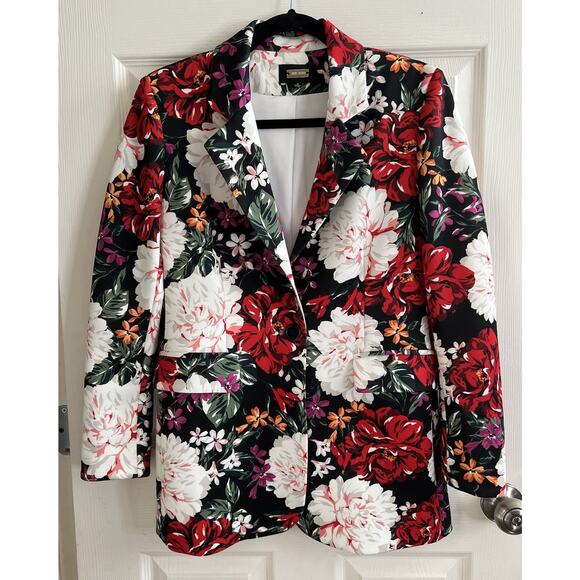 Alexia Admor Jackets & Blazers - ALEXIA ADMOR Bold Floral Peonies Scuba Stretch Blazer Jacket